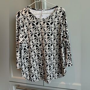 Lulu-B Black & Tan Tropical Palm Tree Print UPF50+ Top, Women’s Medium